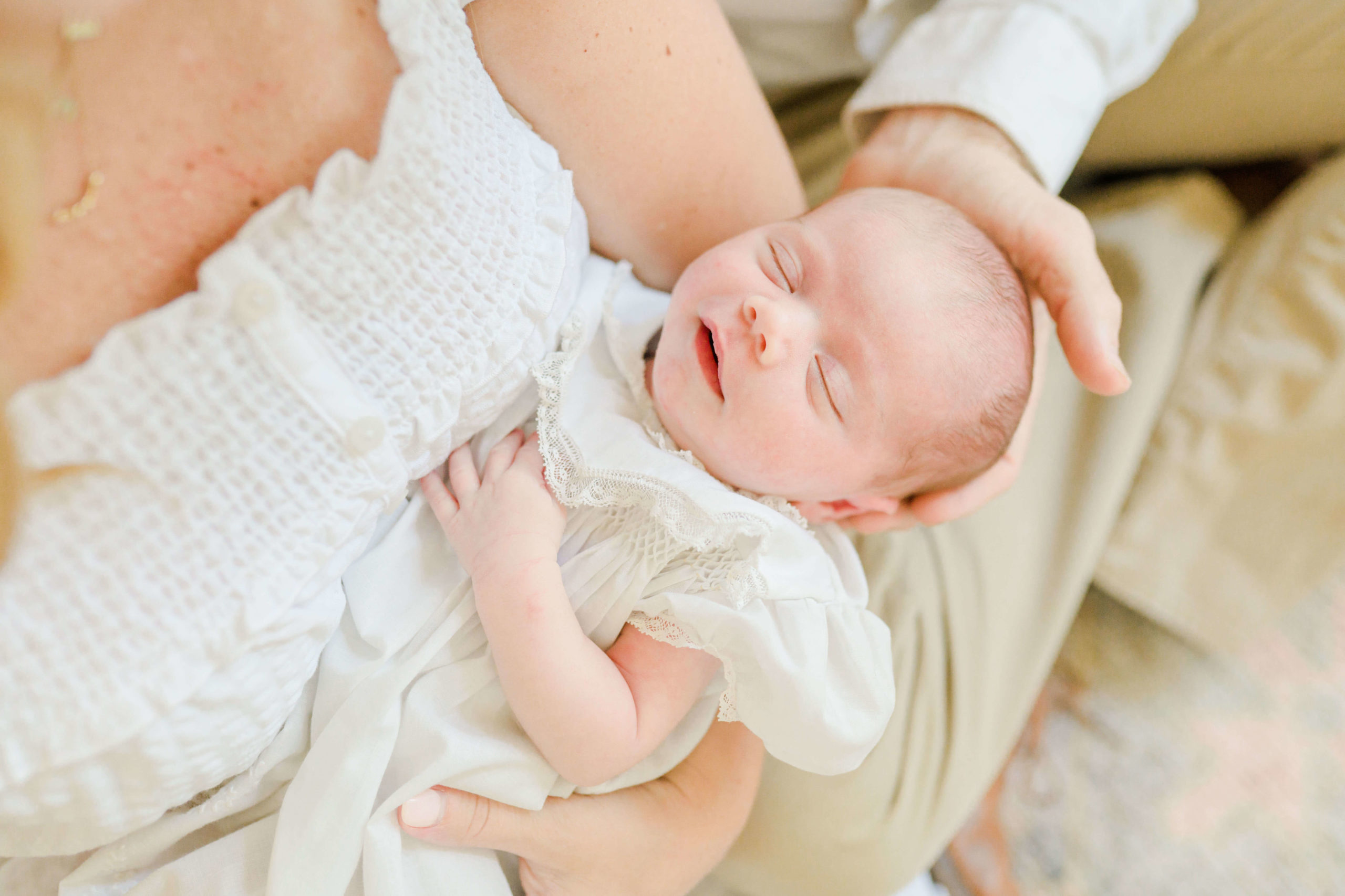 Baby smiling during lifestyle newborn session