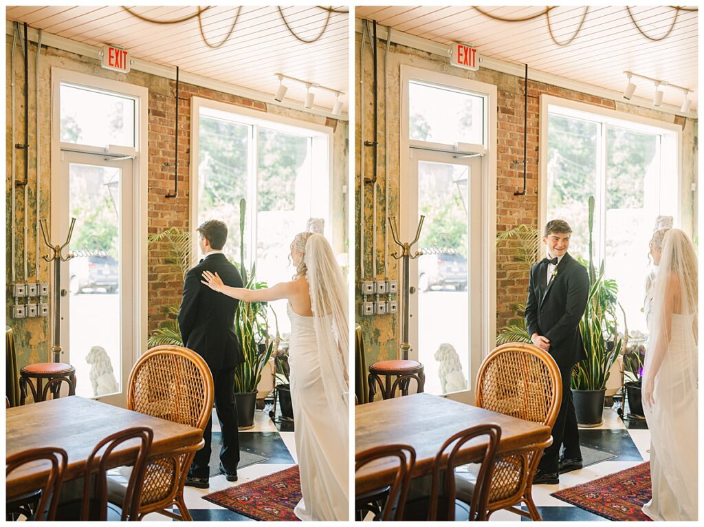 Anna surprises John Parker during their first look at The Raymond Venue in Raymond, Mississippi.