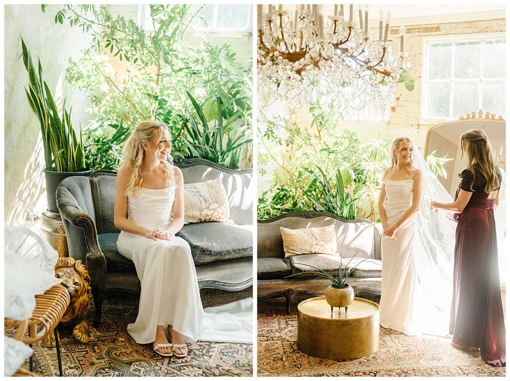 Anna prepares for her wedding with her mother at The Raymond Venue in Raymond, Mississippi.