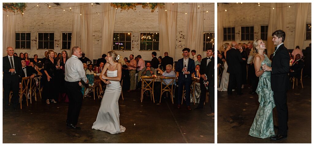 Anna dances with her father and John Parker dances with his mother during their wedding reception at The Raymond Venue.